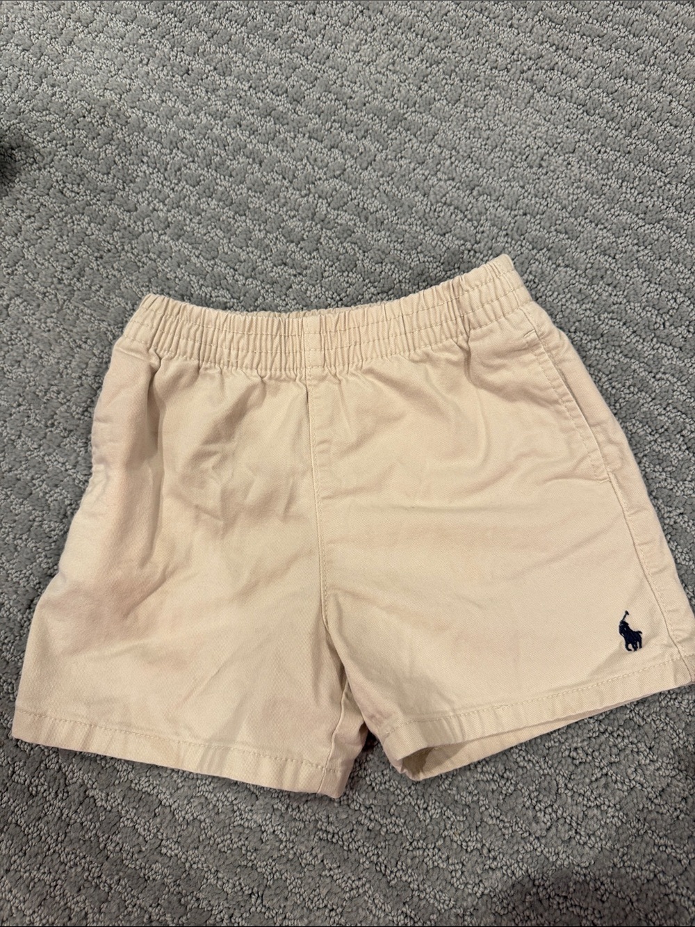 Polo by Ralph Lauren Tan Elastic-Waist Cotton Shorts with Embroidered Logo